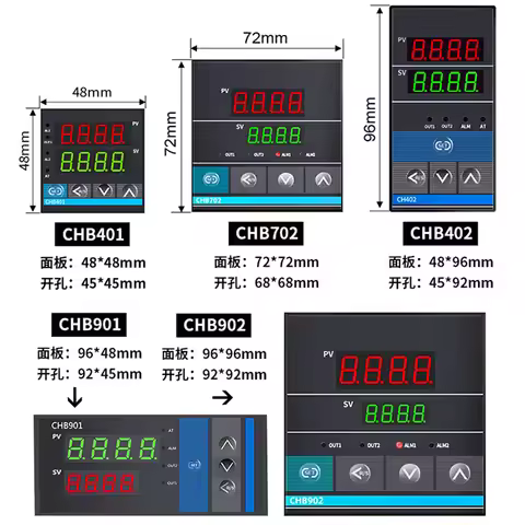 CHB401 Intelligent Digital Temperature Controller CHB402 CHB702 CHB902 AC220V 48*48 72 96mm Solid St