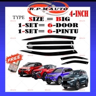 (6 PCS) Air Press Proton X70 Window Tingkap kereta Proton X90 Door Visor Mugen tingkap kereta Proton