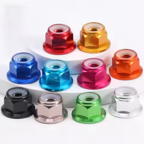 M2 M2.5 M3 M4 M5 M6 M8 Anodized Aluminium Alloy Nylon Insert Self Lock Nuts Hex Flanged Nuts Sky blu