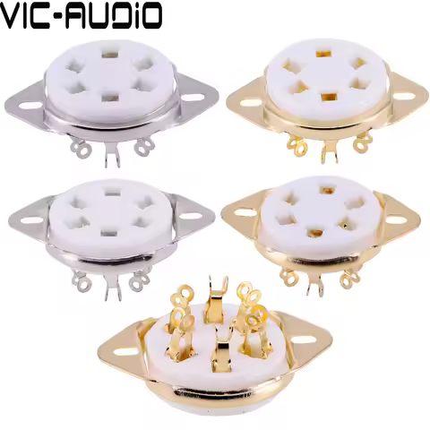 6Pin Tube Socket GZC6-2 Ceramic Gold Plated For VT57 VT58 6D6 RK49 6C6 WE310 310A Vacuum Tube Socket