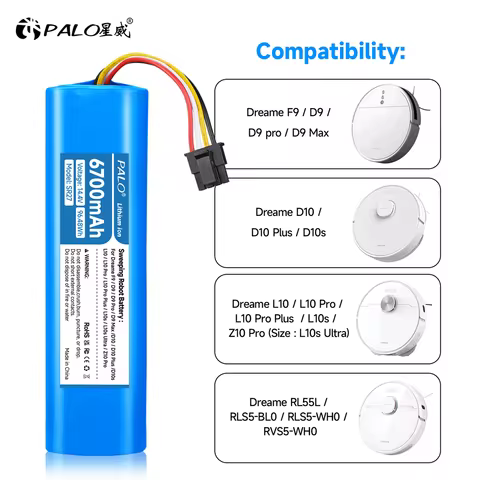 6700mAh Replacement Battery for Dreame L10s L10 D9 D10 Plus L10 Pro Plus D10s RLS5-BL0 F9 Z10 Pro S1