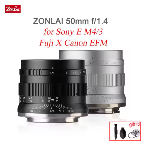 Zonlai 50mm F1.4 Manual Prime Lens for Fuji X Sony E-mount Micro 4/3 m4/3 Canon EF-M a6400 X-T3 X-T4