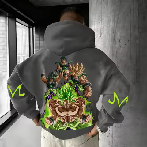 Dragon Ball Co-branded Autumn/Winter Hoodie Men's New Broli Anime Print Japanese Harajuku Loose Casu