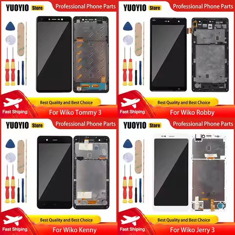 Original LCD Display For Wiko Tommy 3 Jerry 2 Jerry 3 Kenny Robby With Frame Touch Screen Digitizer