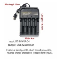 Fast Charger Battery 4 Slot USB 4.2V 2A USB 18650 Battery Charger/ 4 Slot Fast Charging - MITRAMAKAS