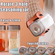 Rotating Seasoning Bottle 3-hole Spice Jar Salt Bottle Spice Container Home Glass Container Salt Shaker Seasoning Containe 調料罐