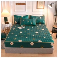 GETAH KELILING QUEEN Patchwork Cadar Bedsheet Dust Protection Simmons Quilt Cotton Printed Mattress 