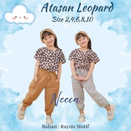 KEMEJA Leopard Top Neeca Kiddos Girls' Top Shirt Size 2,4,6,8,10 Y