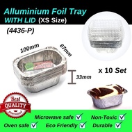 ALUMINIUM FOIL TRAY WITH LID @ XS SIZE [RECTANGLE] - 10PCS  (Code:4436-P)