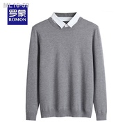 ❈﹍☜Romon palsu dua helai dikait sweater baju kolar lelaki sweater musim luruh dan musim sejuk hangat