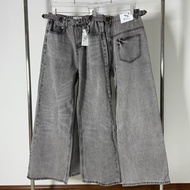 กางเกงยีนส์ขา Bagyy ป้าย SEOULSHIRTS รุ่นเข็มขัดข้างเทา ทรงสวย ใส่ได้ทั้งชายหญิง สไตล์เกาหลี  P0135 