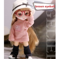 New 112 13 Moveable Jointed 16cm High Quality Dolls Lovely Bjd Doll with Clothes and Glasses Dress Up Dolls Toy for Girls Gift