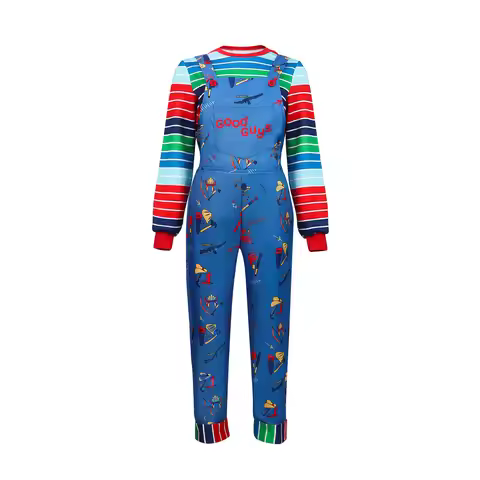 Adult Kids Anime Scary Chucky Cosplay Costume Halloween Horror Clothing for Men Women Party Costumes