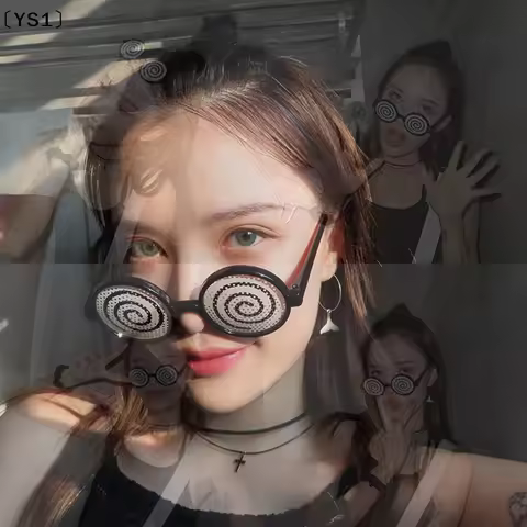 〔YS1〕New Cosplay Glasses Vertigo Pattern Funny Decorative Glasses Anime Dizzy Eyeglasses Birthday Pa