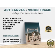 Customize A2 / A3 / A4 Art Canvas Printing With Wood Frame | Wall Art Deco (Family Portrait, Wedding