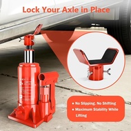 Adjustable Bottle Jack Adapter with Lock for 3"&amp 4" Axle Tube Support- 1/4" Steel V-Shaped Axle S