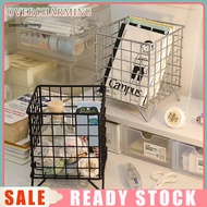  Desktop Case Organizer Hollow Out Iron Storage Rack Large Capacity Stainless Steel Wire Mesh Storage Basket for Home and Office Organization