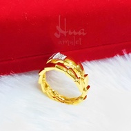 F54 แหวนทองล้อมเพชร แหวนบุลการีหัวล้อมเพชร แหวนทองฝังเพชร ชุบเศษทองเยาวราชแท้ ทองไมครอน ทองโคลนนิ่ง