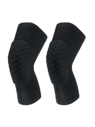 1對男女膝蓋護具,適用於排球、籃球、足球、跑步瑜珈以及膝護類運動,黑色收緊支撐、防震抗滑設計,適用於守門員保護