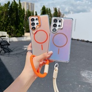 Metal Camera Ring Stand Case with Hand Lanyard for Samsung A56 A55 A36 A16 A15  MagSafe Magnetic 4.5