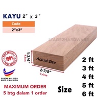 2"x3" 50mmx75mm Kayu Perabot / Batang Kayu Meranti / Furniture Wood / Kayu Kasau Besar / Kayu 2x3 / Kayu 23