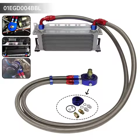 Universal 13 Row AN10 Engine Oil Cooler w/ Mounting Bracket+ Oil Filter Hose End Kit For 1jz 2jz Sub