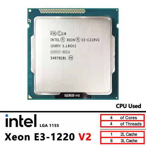 Intel Xeon E3-1220V2 Used E3 1220 v2 3.1 GHz Quad-Core CPU 8M 69W LGA 1155