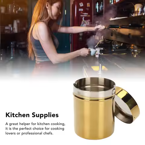Powder Shaker Stainless Steel Rust Resistance Gold Fine Mesh Powder Sugar Shaker for Kitchen Stainle
