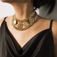 fashion chain metal queen Retro double-layer necklace exaggerate