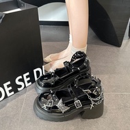 Punk Gothic Leather Platform Shoes - Y2K Thick Sole | Women's