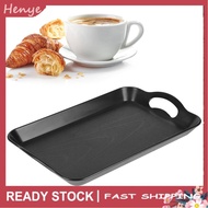 henye A sixx Serving Tray  Anti‑Skid 3 Sizes Wood Grain/Black Rectangular Coffee Table for Holding F