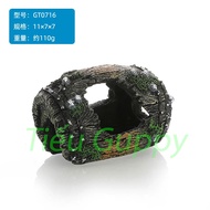 Mô Hình Thùng Gỗ Bể - Trang trí Hồ Cá Tạo tiểu cảnh Hang ẩn nấp trú ẩn cho cá cảnh