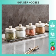 Koobee glass spice bottle with heat-resistant spoon, 300ml premium spice glass jar| 008