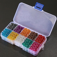50pcs  Fuse Assortment Set Profile Middle Size Blade Type Fuse  2-35A Fuse with Box Clip