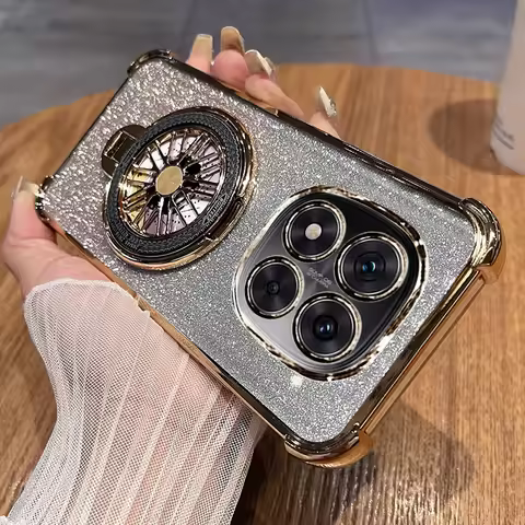 Gyro Holder Glitter Case For Xiaomi Redmi Note 14 Pro Plus 5G 13 12 Turbo 3 4 15C 14C 13C Clear Shoc