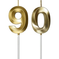 90th Birthday Candles,Gold Number 90 Cake Topper for Birthday Decorations Party Decoration