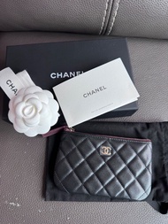 原價 Chanel 黑金 荔枝皮 Pouch 一字零錢包