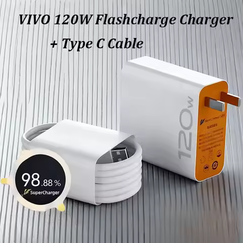 Original For Vivo X200 X100 X90 X80 Pro Charger 120W EU US Flashcharge Power Adapter Type C Cable Fo