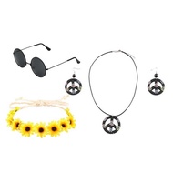 LY Ccangel Hippie Costume Accessories Set Earrings Cosplay Fancy Dress 60S 70S Dressing