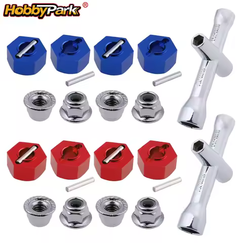 HobbyPark Aluminum 12mm Hex Wheel Hub Adapters & M4 Flanged Lock Nuts for Traxxas 1/10 Slash 4X4 Sta
