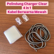 IPHONE CHARGER PROTECTOR CLEARiphone 18 W 20 W 4 IN 1 SET Charger Protector Cable Protector