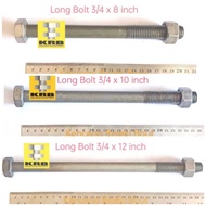 Long Raw Bolt Nut Bolt 3/ 4x8, 3/ 4X10, 3/ 4X12 inch / Length 20 cm to 30 cm. Key 28
