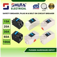 Safety Breaker w aircon socket & cover Plug in Ciurcuit Breaker Bolt on 15A 20A 30A 60A 100A