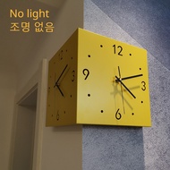 Creative Light Sensor Corner Wall Clock Square Simple Double Sided Wall Clock with Arabic Numeral Sc