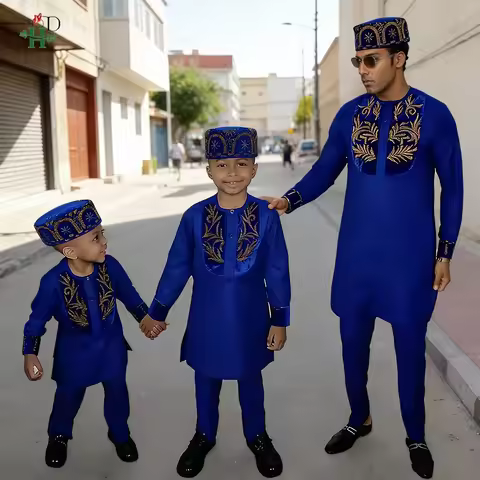 2026 African Clothing For Man Traditional Agbada Sets 2PCS For Boy Thobe Pant Embroidery Wedding Par