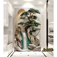 Bonsai Tree Scenery Stickers with Waterfall - Modern Aesthetic Bonsai Tree Stickers