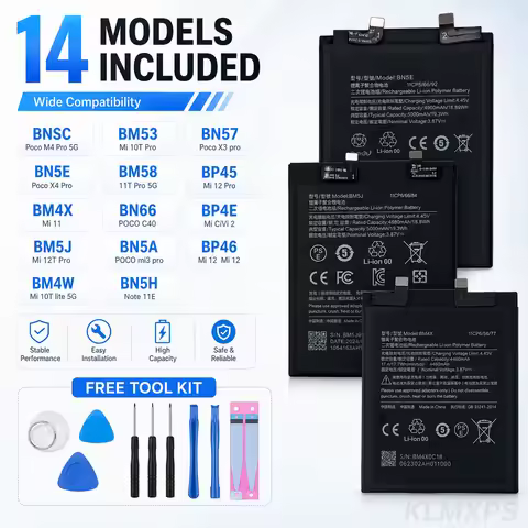 Replacement Battery for Xiaomi 10T 11T Pro 5G 12T Pro Poco M4 Pro 5G Mi 11 Mix 4 Redmi 10 K50 High C