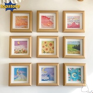 TOPSTORED DIY Photo Frame, Mini Ornaments Wooden Photo Frame, Creative Painting Mounting Square Wood