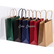 [SG Ready Stock] 12 Colour Paper Bag with Handle Plain Pattern Design Goodies Bag