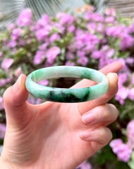 天然翡翠 緬甸 A玉 玉鐲 • 花青翡翠福鐲